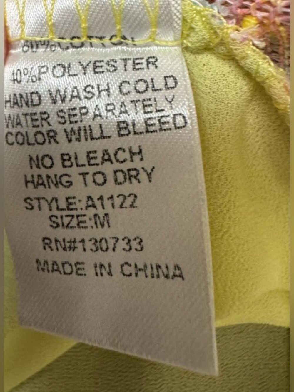 Umgee USA Medium Pastel Multicolor Knit Yellow Sheer Back Boho Tunic Top - Picture 8 of 9
